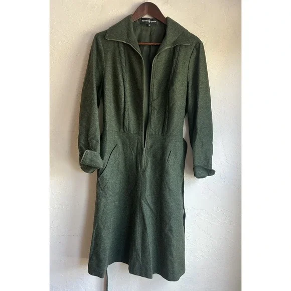 Vintage Lodenfrey Green Wool Coat Dress Heritage Loden Dark Academia 42 EU - Picture 4 of 14